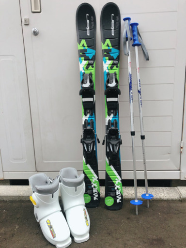 子供用スキー3点セット［100cm / 靴17-18cm] スキー板、ストック