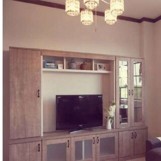 【受け渡し予定あり】すえ木工の壁面収納｜テレビボード/テレビ台/本棚などの収納/収納ラック/キャビネット/収納力抜群/ナチュラルな雰囲気/横幅約320cm