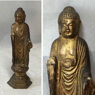 c952 銅製 仏像 観音様 厨子入り 銅器 仏教美術