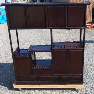 鹿児島発 重厚感ある木製棚 外寸約119×34×130㎝