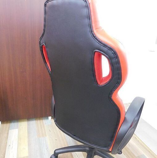 極美品 スイートデコレーション レーシングチェア 肘付き CX1040H 赤×黒 レザー オフィスチェア 椅子 PCチェア