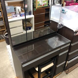 ☆中古 激安！！ ドレッサー　ダークブラウン　美容家具　椅子付き...