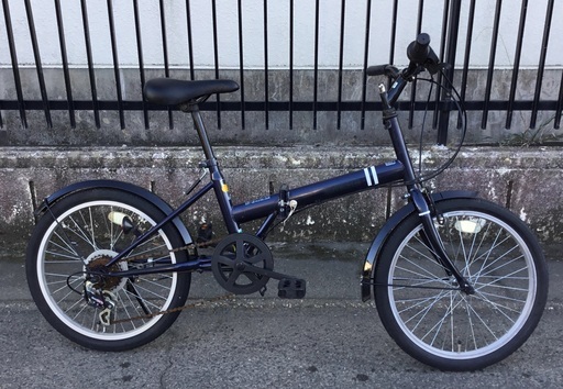 ＜美品＞20インチ・折りたたみ自転車・シマノ6段変速・ネイビー
