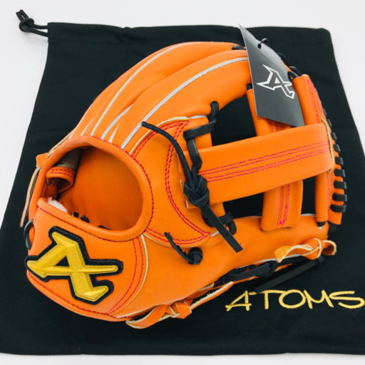 特価 新品 限定 ATOMS アトムズ グローブ 内野手 右投 硬式 オレンジ 