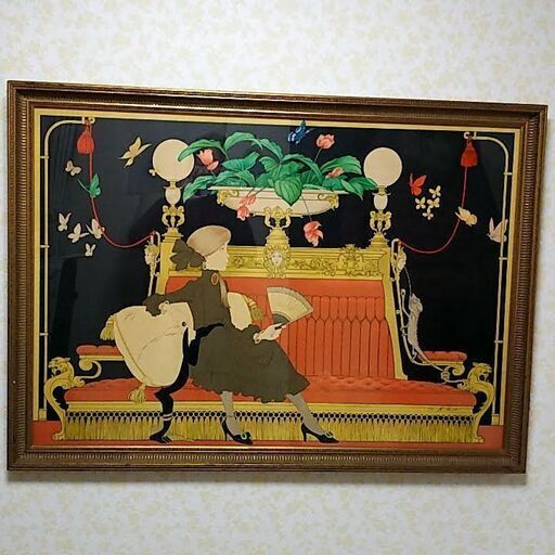 絵画　フィリップ・ノワイエ作「長者の椅子」リトグラフ作品