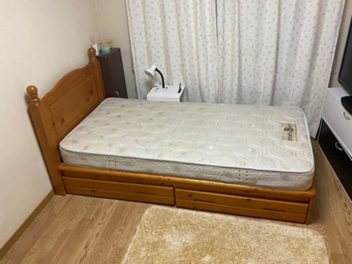マットレス付き木製ベッド