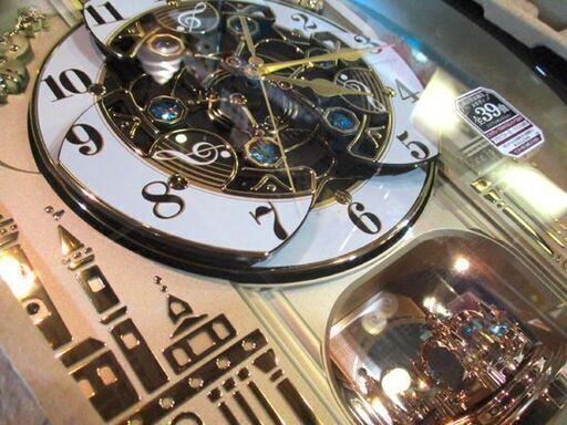 掛時計 SEIKO RE579B からくり時計 直径約42cm セイコー 電波時計 電波