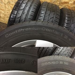 【Continental ContiPremiumContact 2 205/60R16】夏タイヤ 4本【audi A4 純正ホイール 16インチ 7J5HPCD112+42】　(TE359) クレジットカード QR決済可能