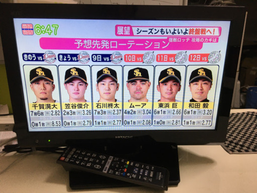 日立液晶テレビ　2011年 L19-H07(B)  純正リモコン、BCASカード付き　すぐ観れます！