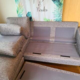 値引き]ニトリ 布張りカウチソファ(CA2 DR-GY) 購入