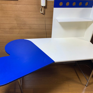 【取引決定】青×白　ハート　テーブル　本棚付きデスク　カウンター