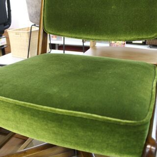 【おすすめ品】Karimoku カリモク チェア デスクチェア グリーンモケット コロニアルシリーズ レトロ♪