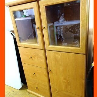 【ナチュラルミニ食器棚】木製 2点セット 収納棚 キッチン リビング 