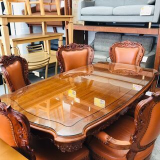 リサイクルマート大野城店　アンティークダイニング7点セット