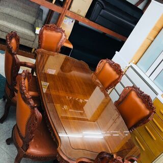 リサイクルマート大野城店　アンティークダイニング7点セット