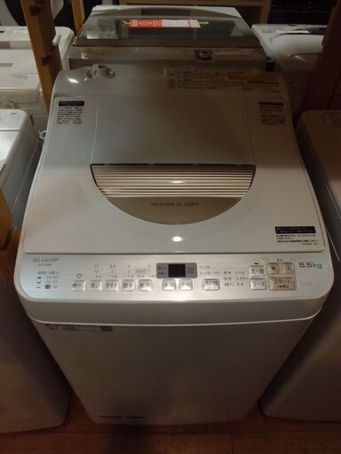 【中古品】自社配送＆設置可能　SHARP　シャープ　タテ型洗濯乾燥機(洗濯5.5kg/乾燥3.5kg)　ES-TX5B　2018年製