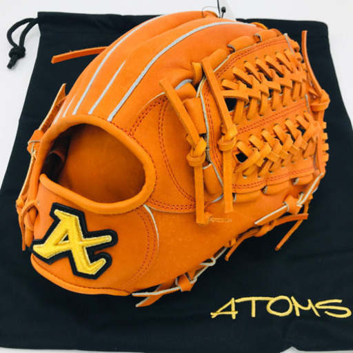 新品 ATOMS アトムズ グローブ 投手 内野手 右投 硬式 オレンジ