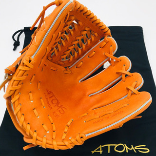 新品　ATOMS アトムズ　グローブ　投手　内野手　右投　硬式　オレンジ