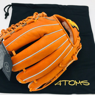 新品　ATOMS アトムズ　グローブ　投手　内野手　右投　硬式　オレンジ