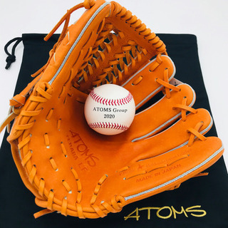 新品　ATOMS アトムズ　グローブ　投手　内野手　右投　硬式　オレンジ