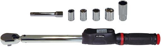 【新品】エマーソン デジタルトルクレンチ EM-243 40-200N・m 14/17/19/24mm+21mm薄口ロングソケット付・エクステンション・電池交換用工具付き デジタル表示 EMERSON EM243