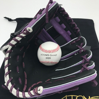 新品　限定　レア　ATOMS グローブ　内野　右投　硬式　パープル　ブラック