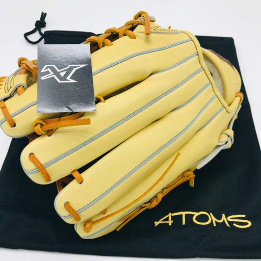超人気　アトムズ　ATOMS 軟式グローブ　外野手用　キャメル　袋付　即戦力 野球 ATOMS アトムズ 硬式用 グローブ 硬式グローブ 高校野球