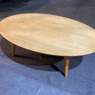 センターテーブル ナチュラル リビングテーブル 楕円型 中古品