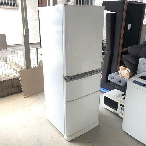 【美品】2014年製 三菱ノンフロン冷凍冷蔵庫「MR-C34Xl-W」335L