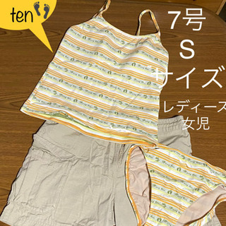 【レディース  女児 水着 3点セット 7号(S) HANG TEN】