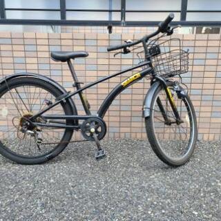 子供自転車 24インチ 鍵付き 6段切替 SEARCH ジュニアサイクル 黒 