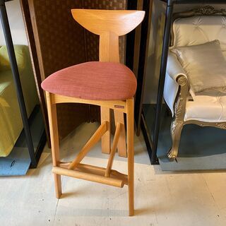 シラカワ 飛騨家具 カウンターチェア スツール ナチュラル 中古品①