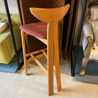 シラカワ 飛騨家具 カウンターチェア スツール ナチュラル 中古品①