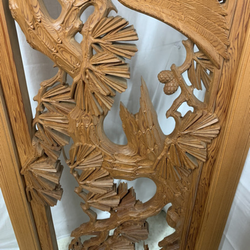 彫刻 欄間 山本昇龍齋之 細密木彫 建具 木製 飾 松 鶴