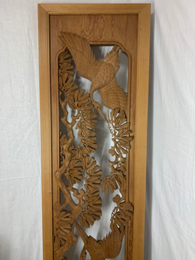 彫刻 欄間 山本昇龍齋之　細密木彫 建具 木製 飾 松 鶴 彫刻 欄間 山本昇龍齋之 細密木彫 建具 木製 飾 松 鶴