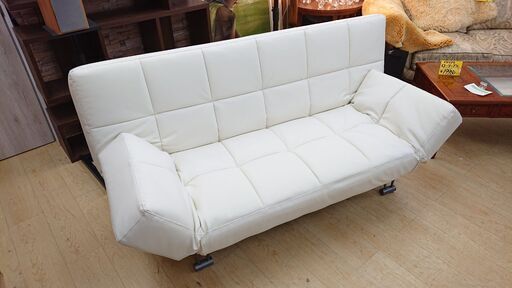 ★ ソファーベッド レザー ホワイト☆180×90×85☆配達可能 買取帝国 朝霞店