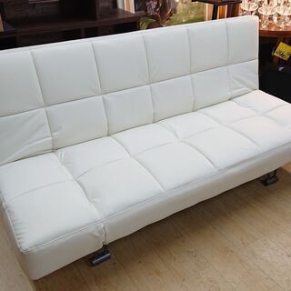 ☆ ソファーベッド レザー ホワイト☆180×90×85☆配達可能 買取帝国