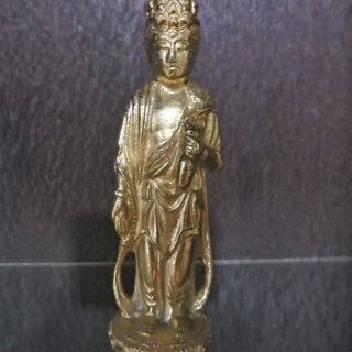 合金製 金メッキ 観音菩薩像 約10.5cm 立像 仏像 佛像 ...