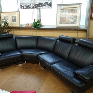 【店舗同時販売中】IDC大塚家具　L/Sシリーズ　総本革セパレートコーナーソファ3点セット【店頭ご来店購入限定】