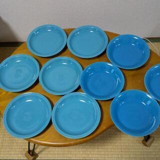 青いお皿 2種類 10枚