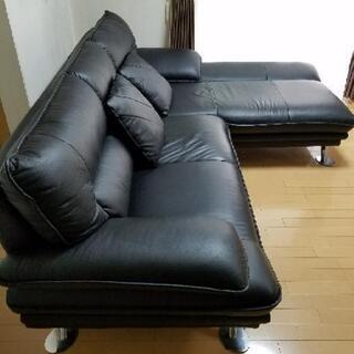 ニトリ NITORI 本革カウチソファ(ロゾ4/ホンカワ) クッション2個付き