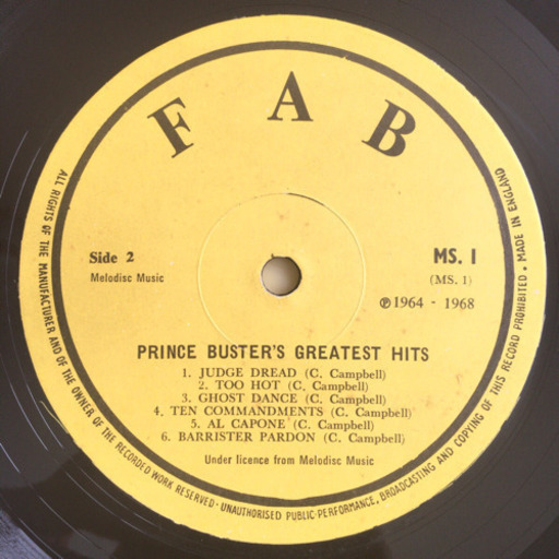 Prince Buster - FABulous Greatest Hits LP レコード