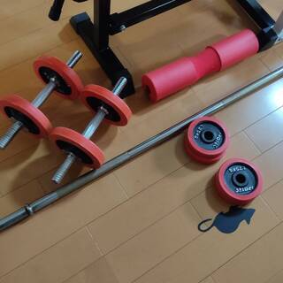 【処分】ベンチプレス+バーベル70Kg+セーフティラック+プレートラック　定価64,780円相当