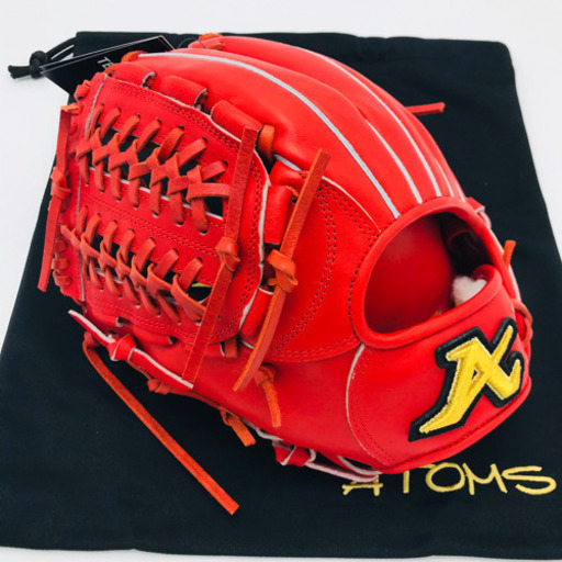新品 限定 ATOMS グローブ 投手 内野手 左投 硬式 レッドオレンジ
