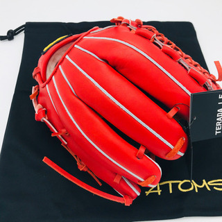 新品　限定　ATOMS グローブ　投手　内野手　左投　硬式　レッドオレンジ