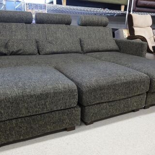 3人掛けソファ 布 グレー L字ソファ クッション付き【ユーズドユーズ名古屋天白店】 J352