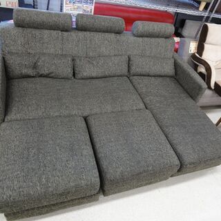 3人掛けソファ 布 グレー L字ソファ クッション付き【ユーズドユーズ名古屋天白店】 J352