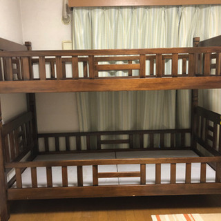 木製　子供用二段ベッド (ハシゴなし)