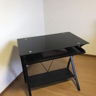 【ネット決済】ガラスオフィステーブル(ブラック)
