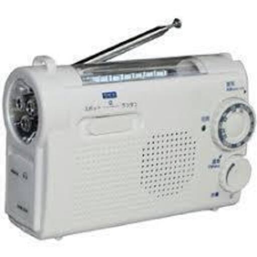 手回し充電AM/FMラジオライト KDR-107W 非常時用 防災 災害 緊急